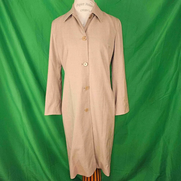 Ralph Lauren Black Label Womens Taupe Wool‎ Long Duster Trench Coat 12 - Picture 1 of 6